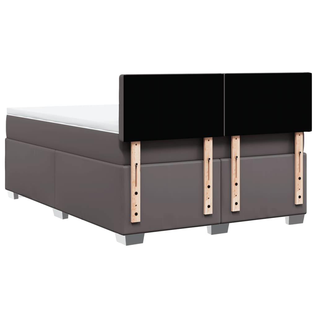 Boxspringbett mit Matratze Grau 140x190 cm Kunstleder