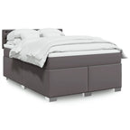 Boxspringbett mit Matratze Grau 140x190 cm Kunstleder