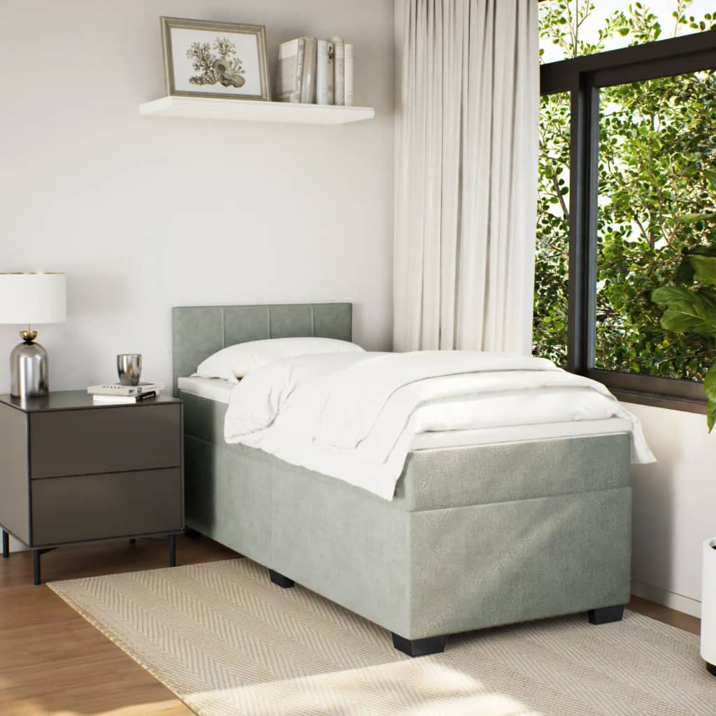Boxspringbett mit Matratze Hellgrau 80x200 cm Samt