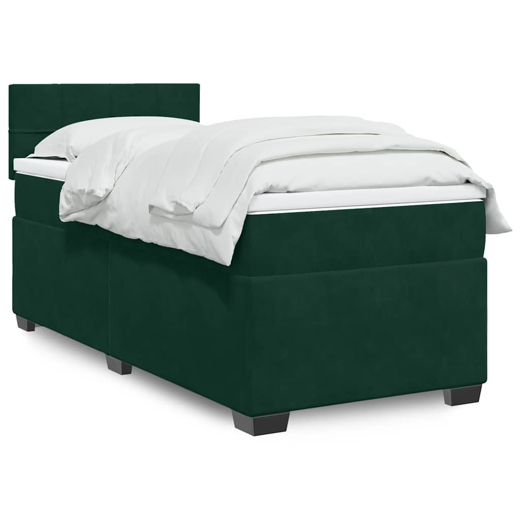Boxspringbett mit Matratze Dunkelgrün 80x200 cm Samt