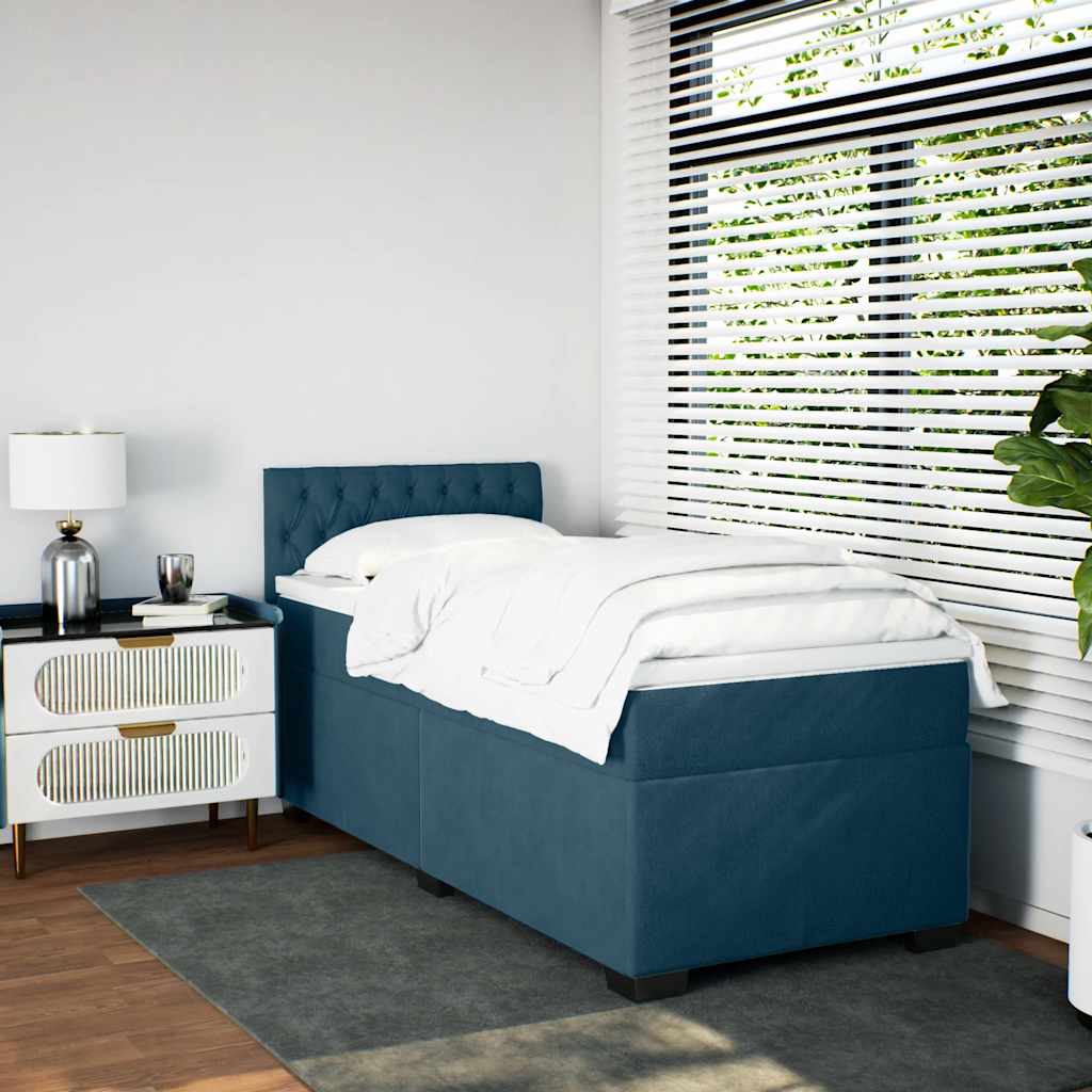 Boxspringbett mit Matratze Dunkelblau 80x200 cm Samt