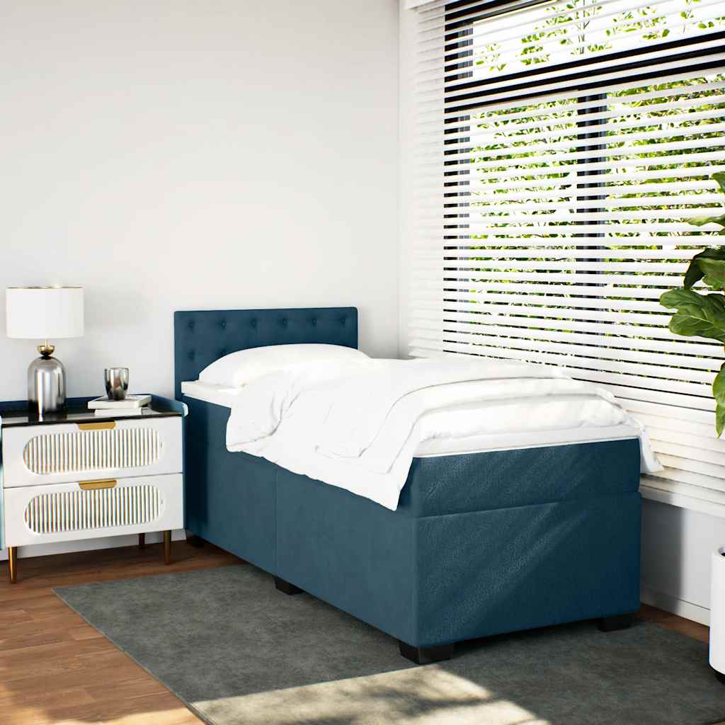 Boxspringbett mit Matratze Dunkelblau 90x190 cm Samt