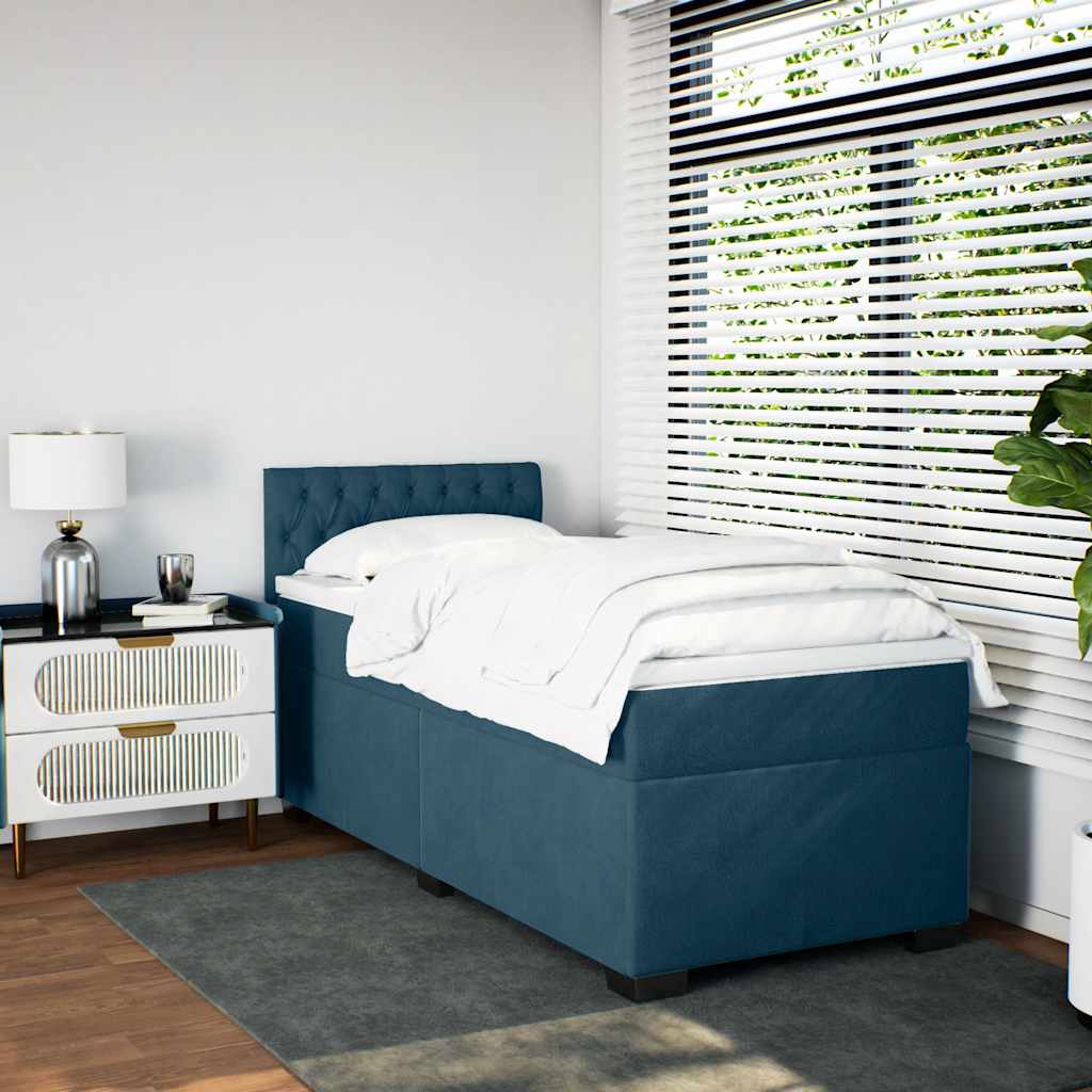 Boxspringbett mit Matratze Dunkelblau 90x190 cm Samt
