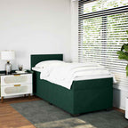 Boxspringbett mit Matratze Dunkelgrün 90x190 cm Samt