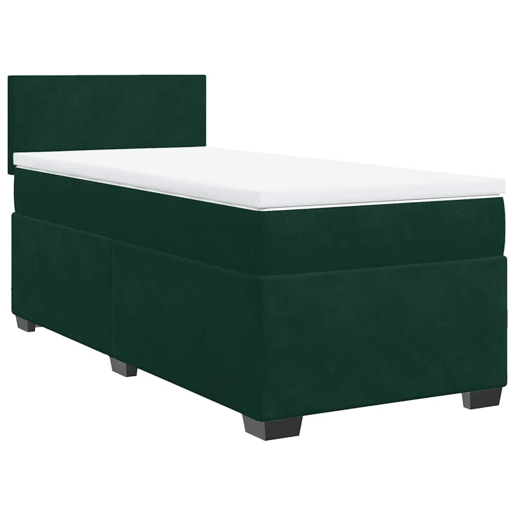 Boxspringbett mit Matratze Dunkelgrün 90x200 cm Samt