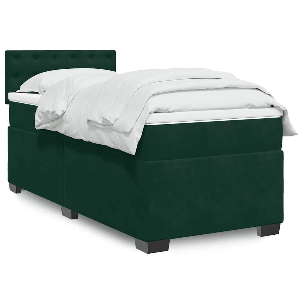 Boxspringbett mit Matratze Dunkelgrün 90x200 cm Samt