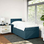 Boxspringbett mit Matratze Dunkelblau 90x200 cm Samt