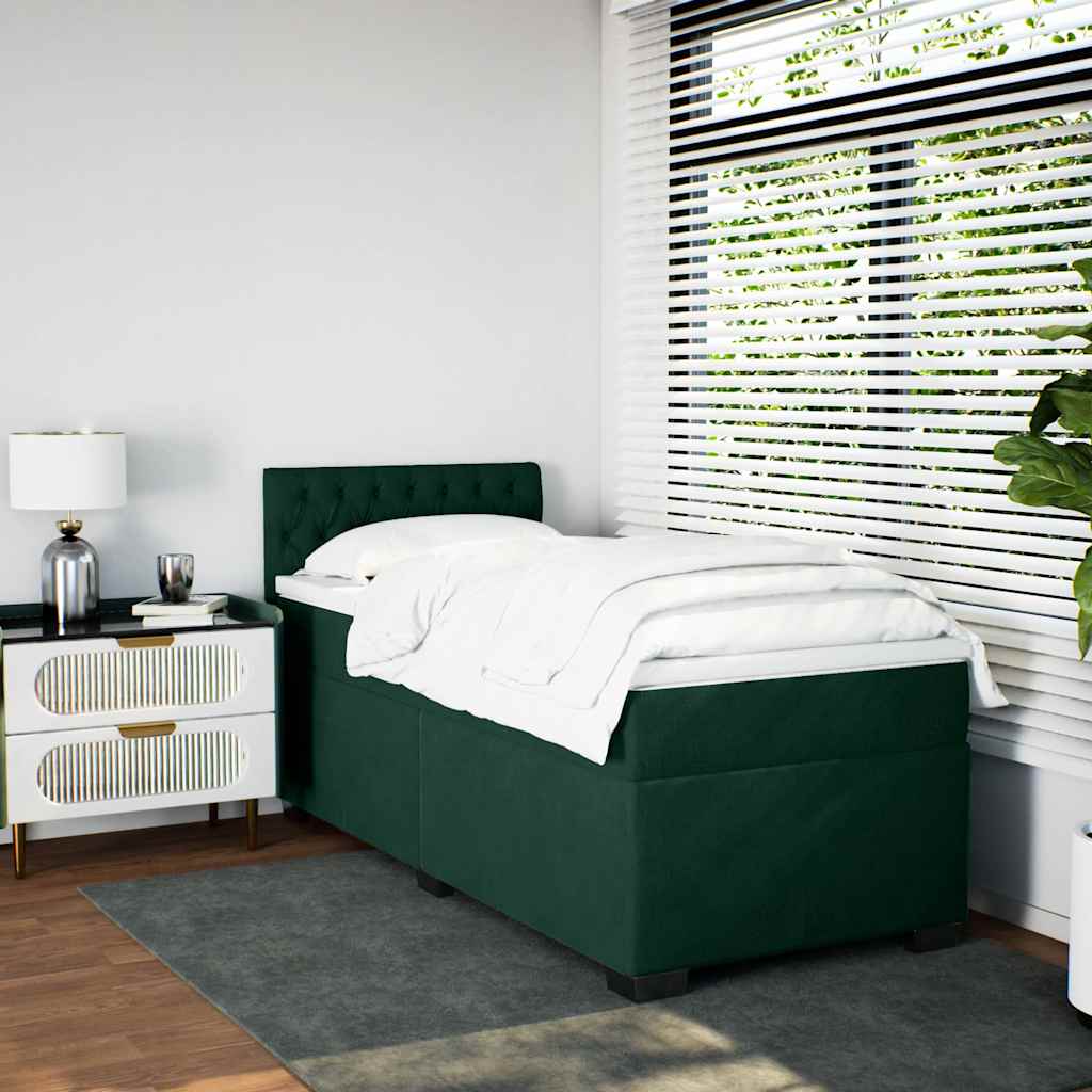 Boxspringbett mit Matratze Dunkelgrün 90x200 cm Samt
