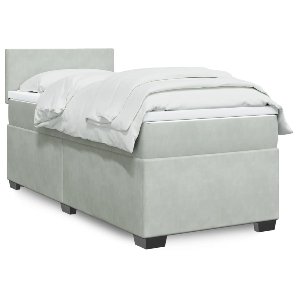 Boxspringbett mit Matratze Hellgrau 100x200 cm Samt