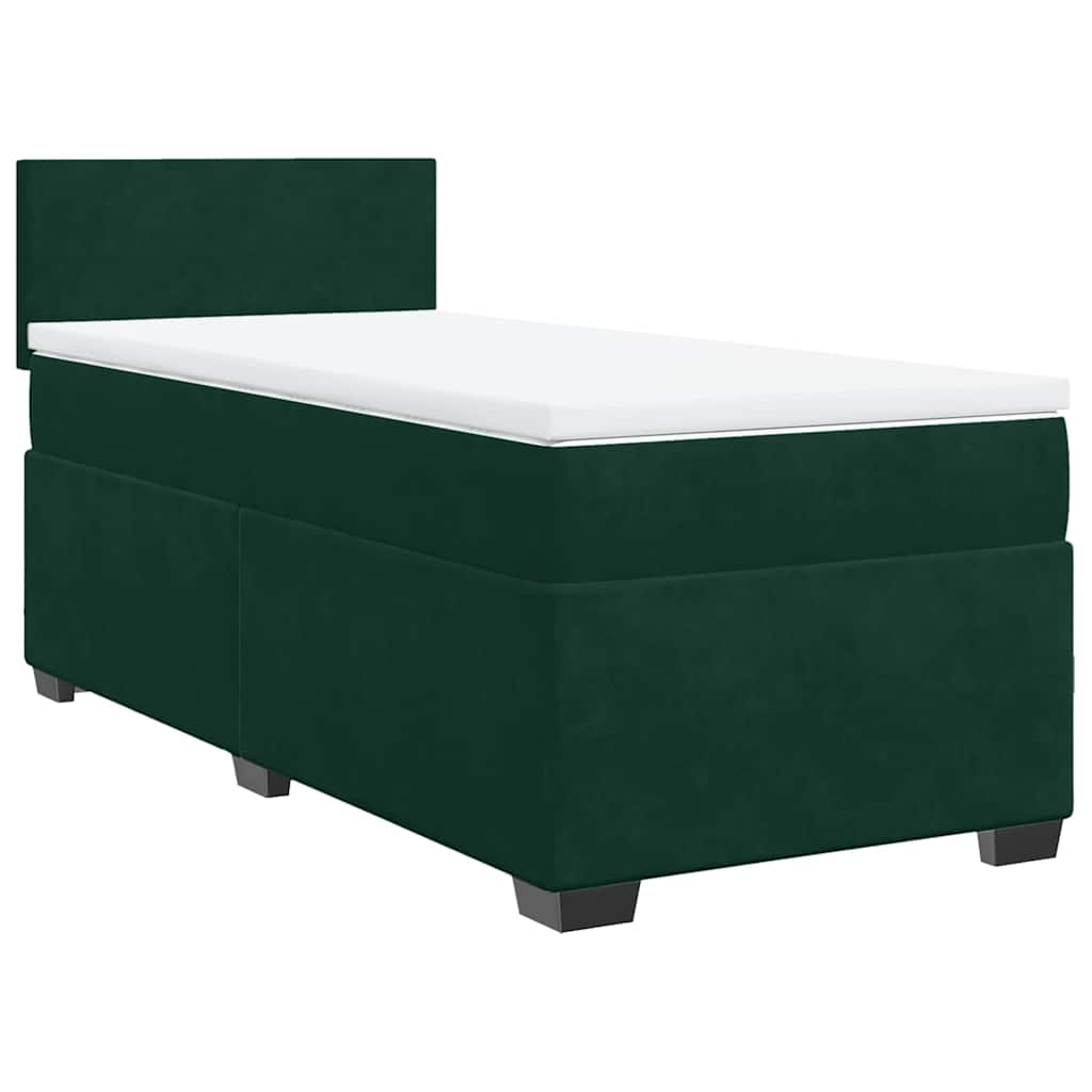 Boxspringbett mit Matratze Dunkelgrün 100x200 cm Samt