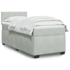 Boxspringbett mit Matratze Hellgrau 100x200 cm Samt