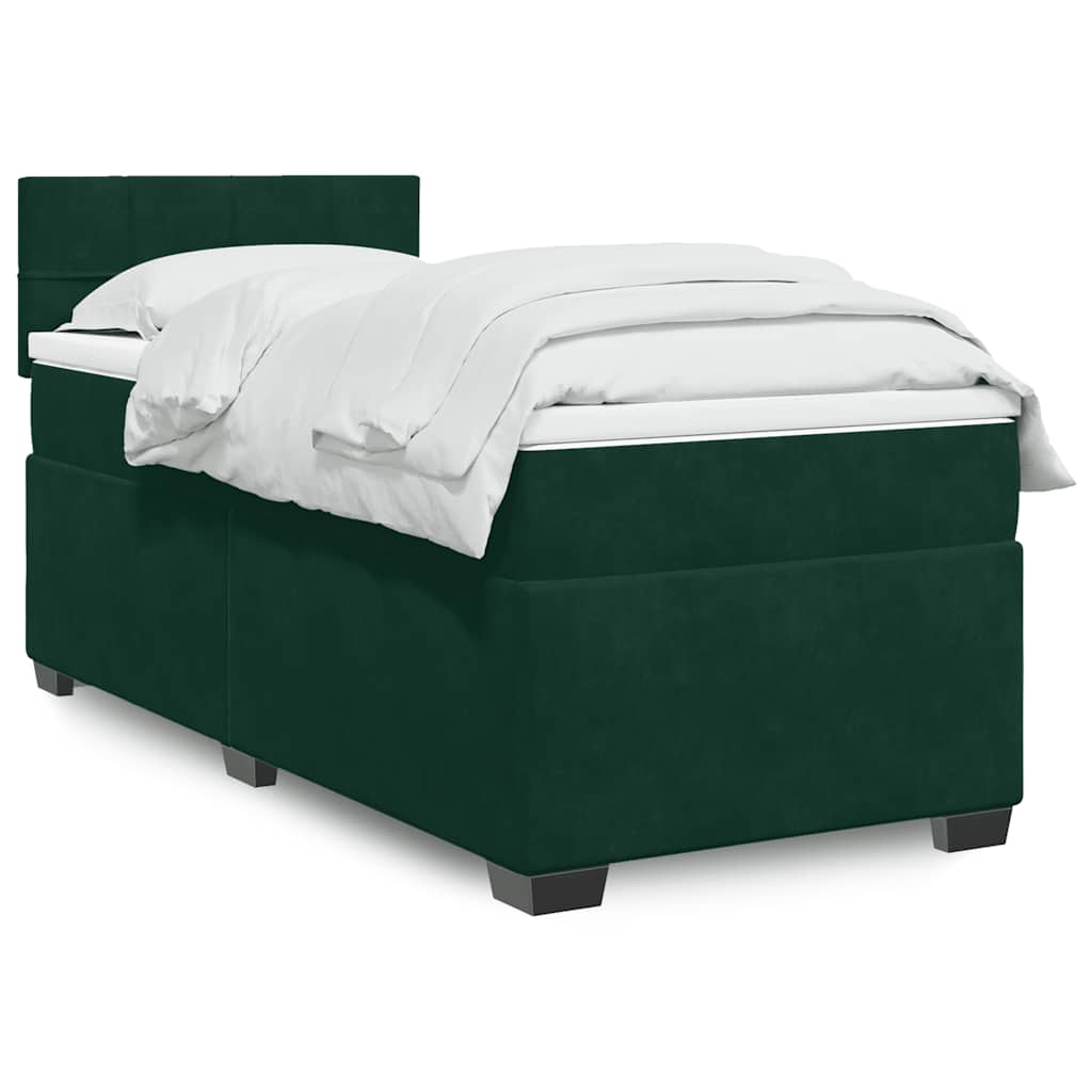 Boxspringbett mit Matratze Dunkelgrün 100x200 cm Samt