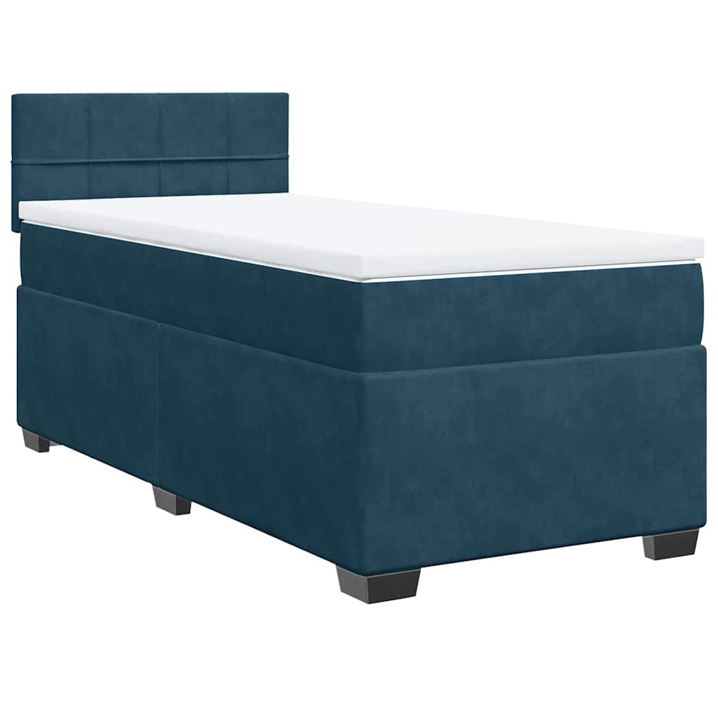 Boxspringbett mit Matratze Dunkelblau 100x200 cm Samt