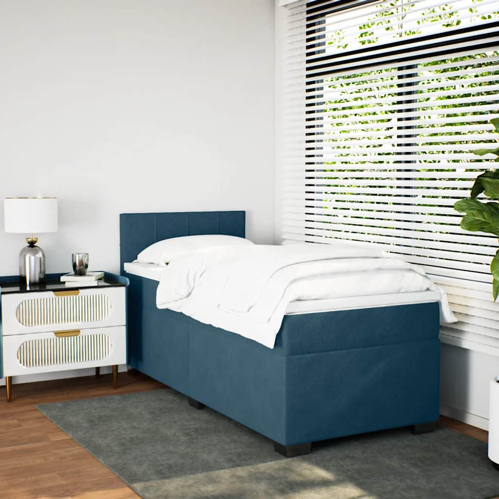 Boxspringbett mit Matratze Dunkelblau 100x200 cm Samt
