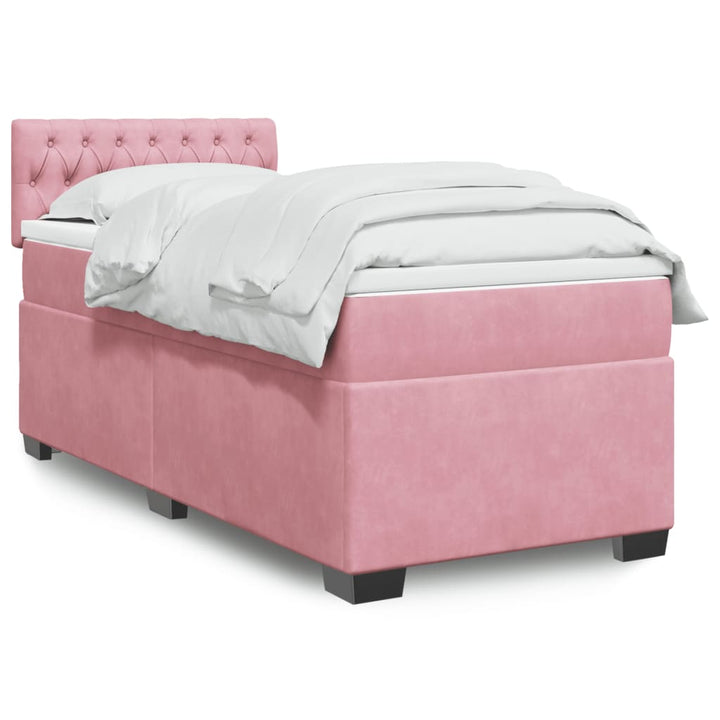 Boxspringbett mit Matratze Rosa 100x200 cm Samt