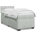 Boxspringbett mit Matratze Hellgrau 100x200 cm Samt