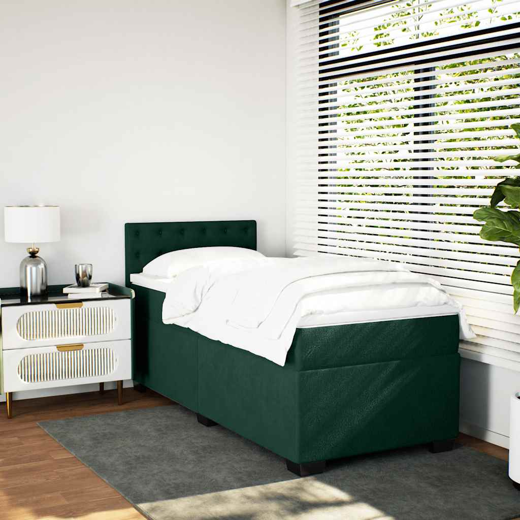Boxspringbett mit Matratze Dunkelgrün 100x200 cm Samt