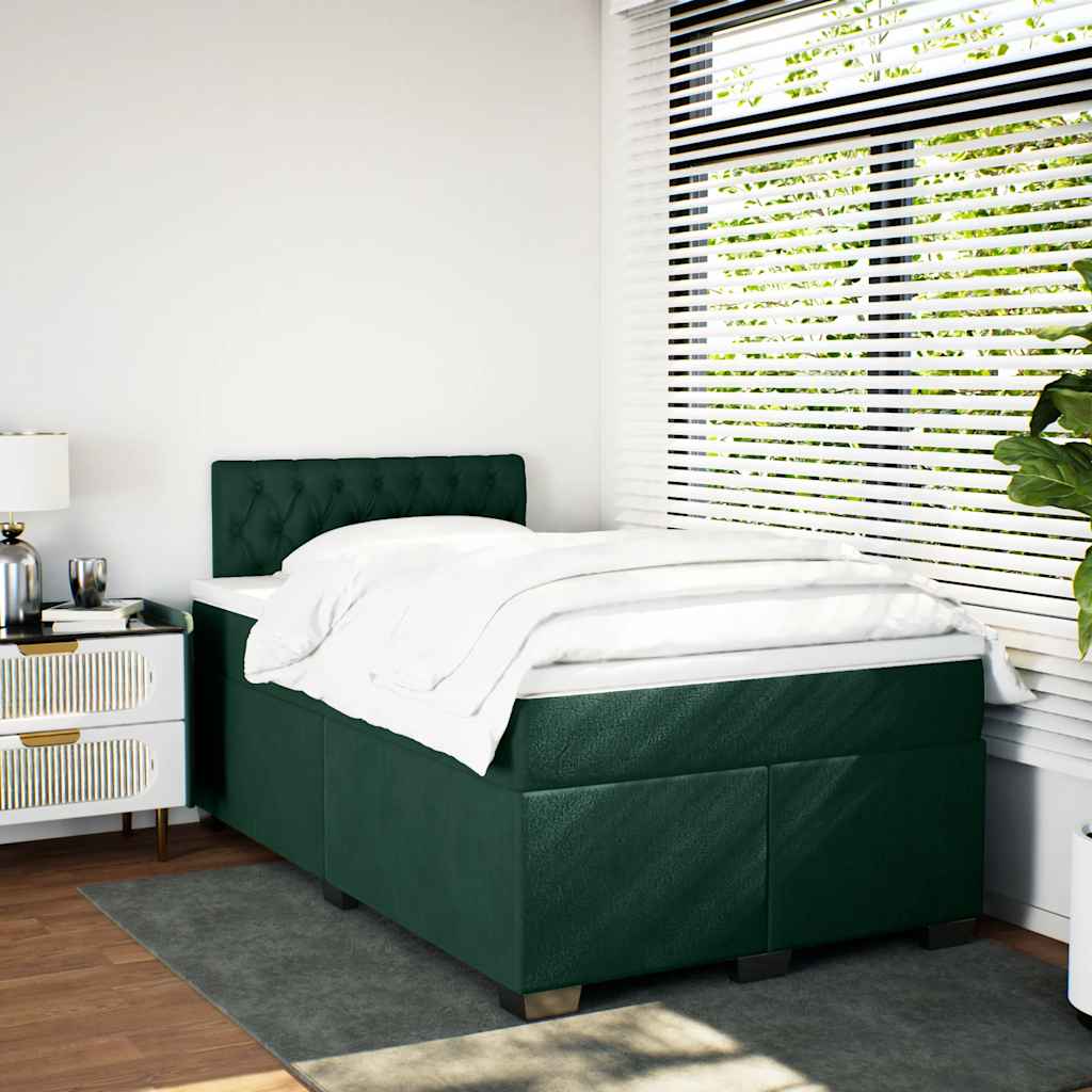 Boxspringbett mit Matratze Dunkelgrün 120x190 cm Samt
