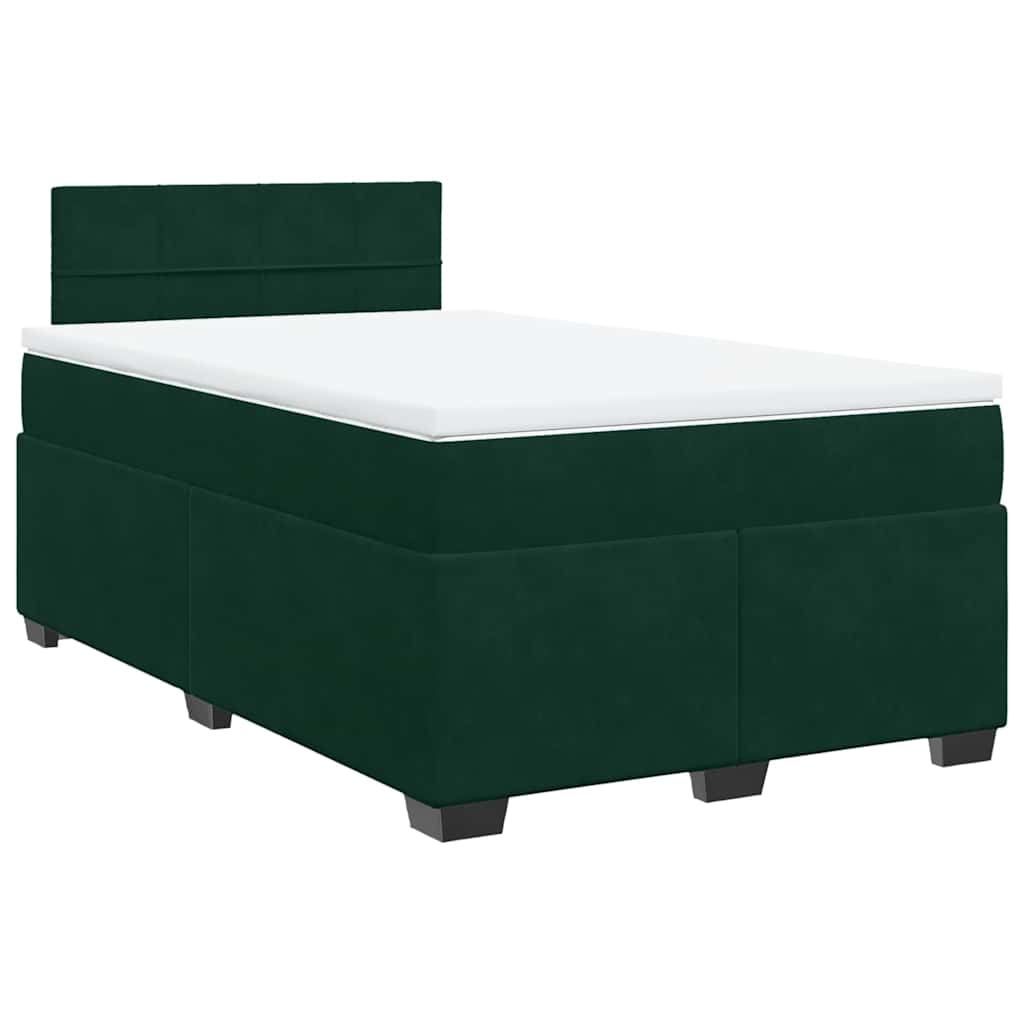 Boxspringbett mit Matratze Dunkelgrün 120x200 cm Samt