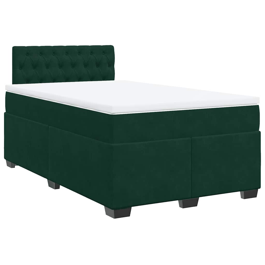 Boxspringbett mit Matratze Dunkelgrün 120x200 cm Samt