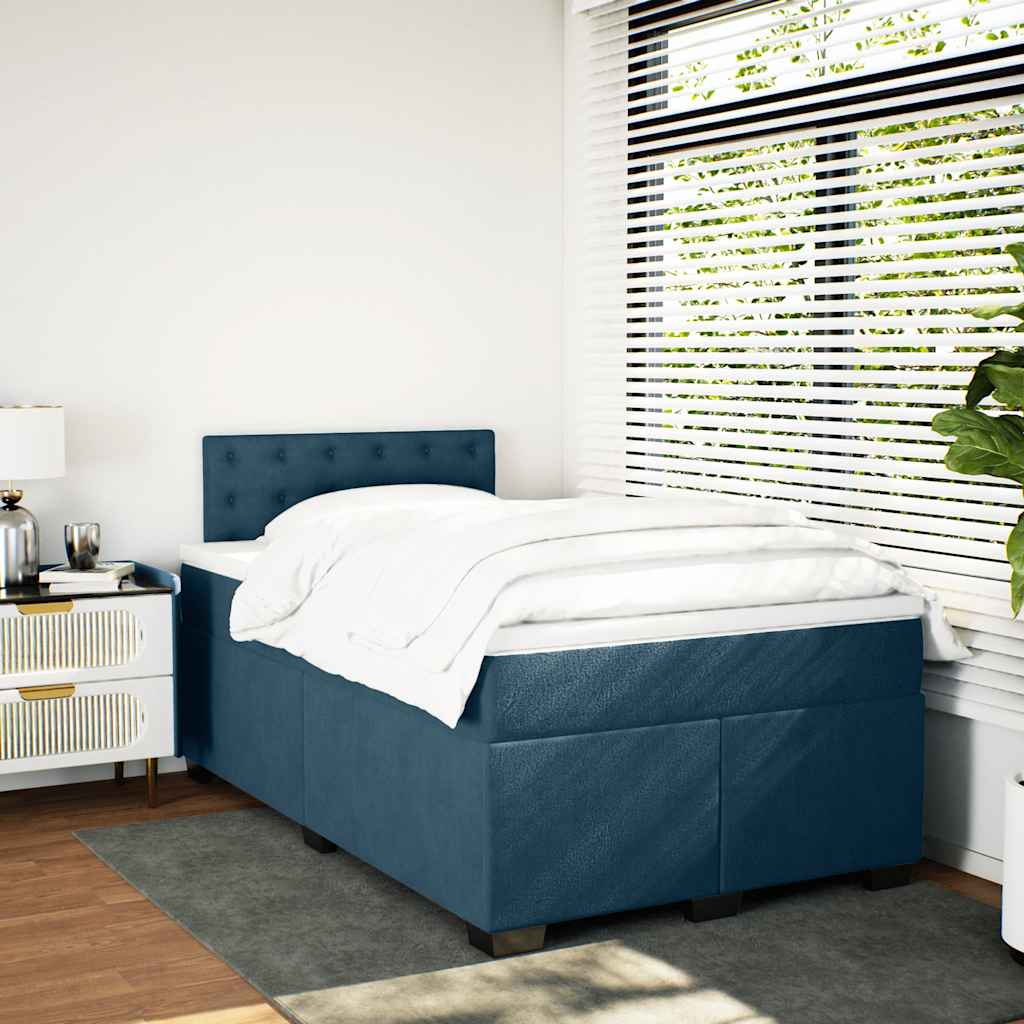 Boxspringbett mit Matratze Dunkelblau 120x200 cm Samt