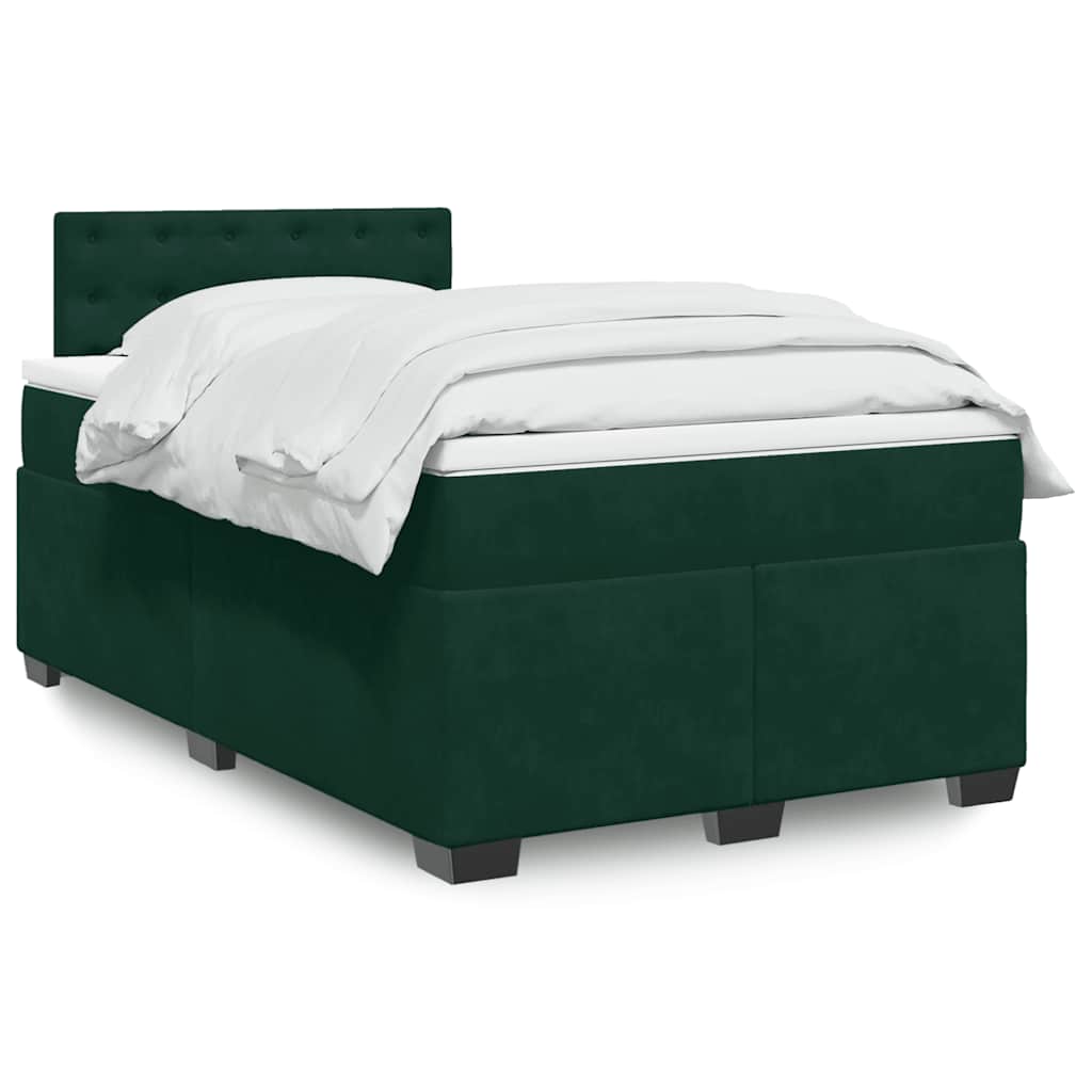 Boxspringbett mit Matratze Dunkelgrün 140x190 cm Samt