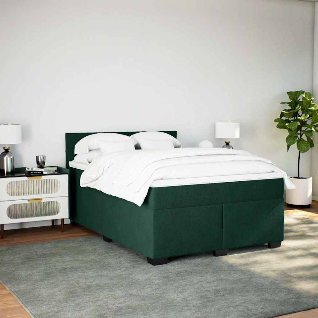 Boxspringbett mit Matratze Dunkelgrün 140x190 cm Samt