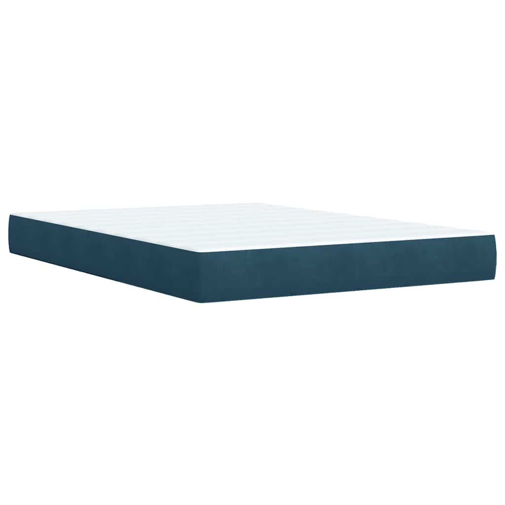 Boxspringbett mit Matratze Dunkelblau 140x190 cm Samt