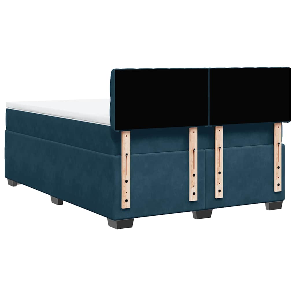 Boxspringbett mit Matratze Dunkelblau 140x190 cm Samt