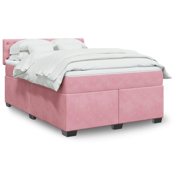 Boxspringbett mit Matratze Rosa 140x190 cm Samt