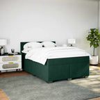 Boxspringbett mit Matratze Dunkelgrün 140x190 cm Samt