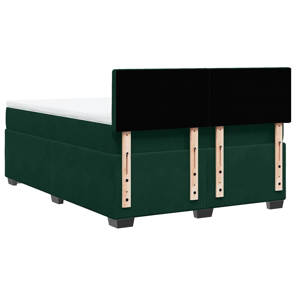 Boxspringbett mit Matratze Dunkelgrün 140x190 cm Samt