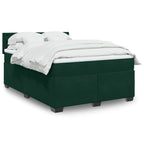 Boxspringbett mit Matratze Dunkelgrün 140x190 cm Samt