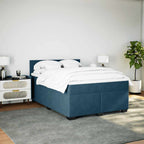 Boxspringbett mit Matratze Dunkelblau 140x200 cm Samt