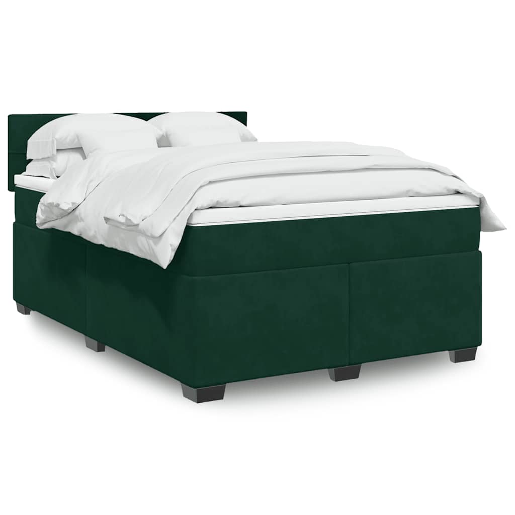 Boxspringbett mit Matratze Dunkelgrün 140x200 cm Samt