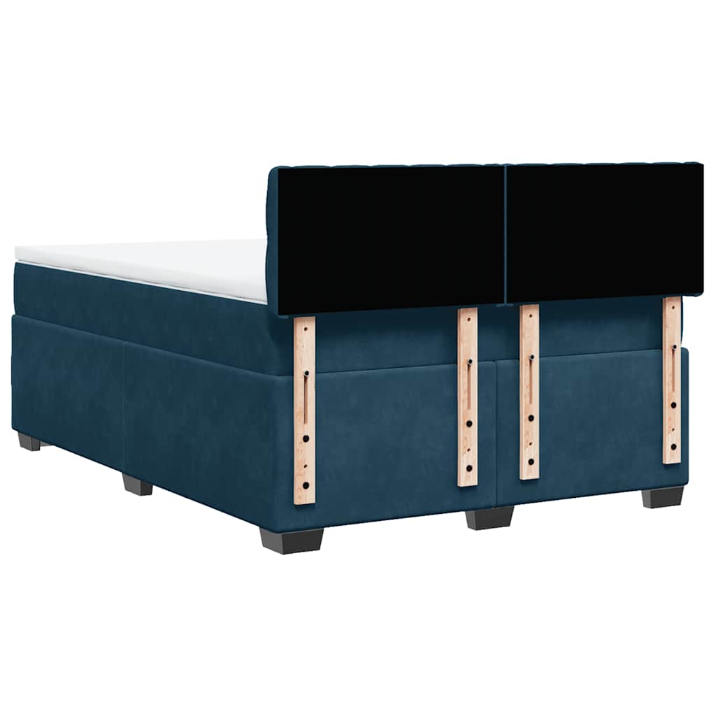 Boxspringbett mit Matratze Dunkelblau 140x200 cm Samt