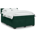 Boxspringbett mit Matratze Dunkelgrün 140x200 cm Samt