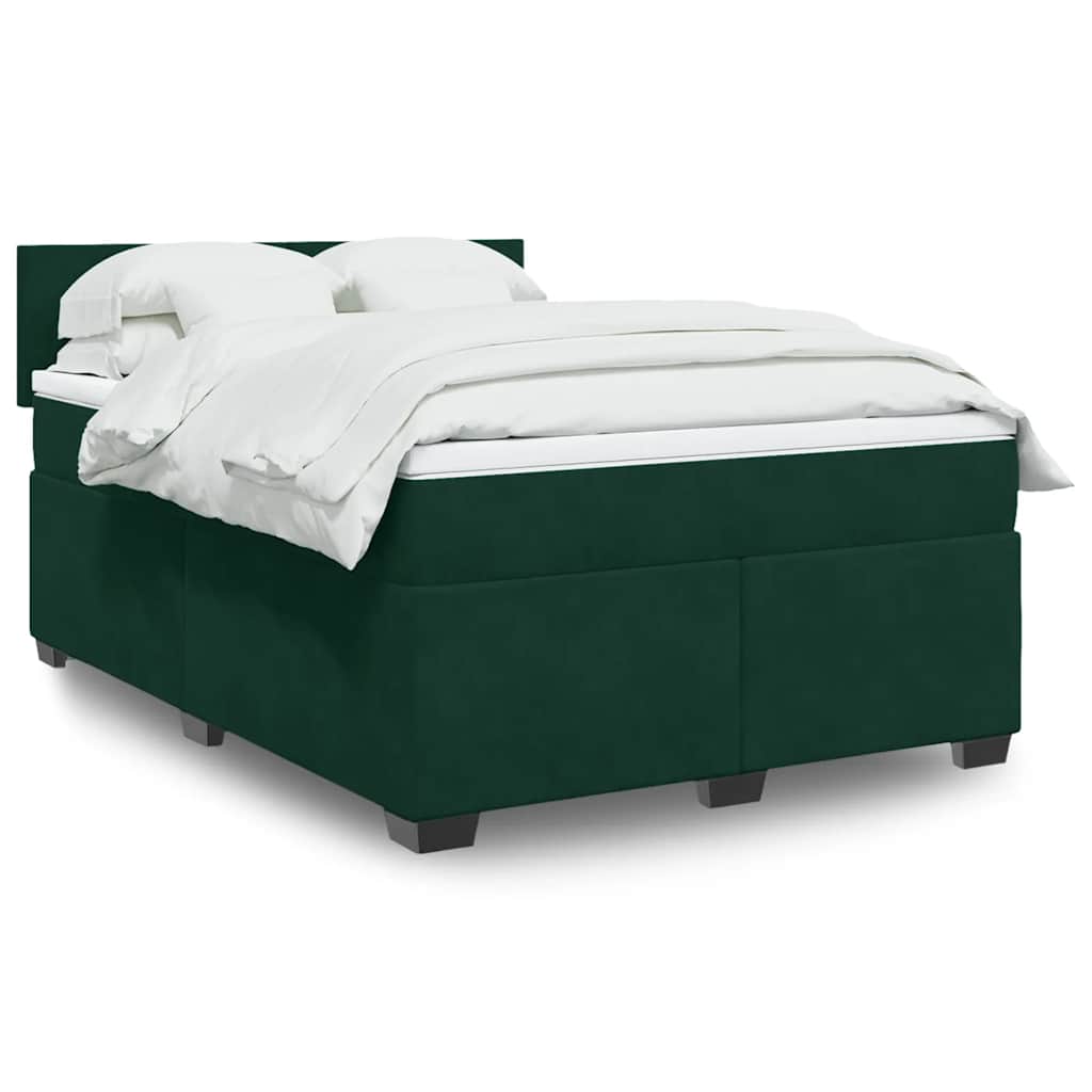Boxspringbett mit Matratze Dunkelgrün 160x200 cm Samt