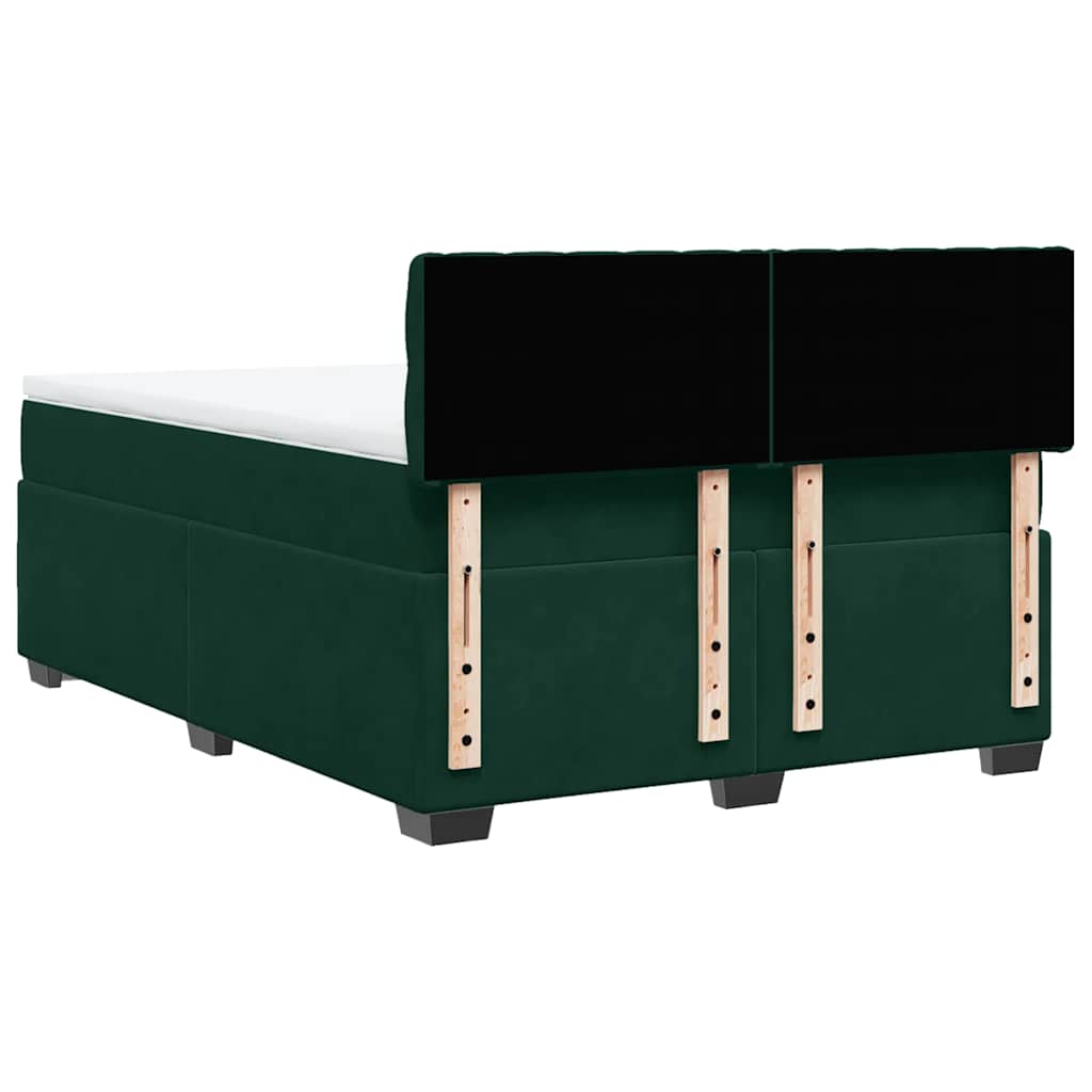 Boxspringbett mit Matratze Dunkelgrün 160x200 cm Samt