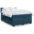 Boxspringbett mit Matratze Blau 160x200 cm Samt