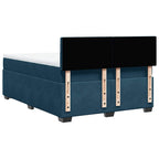 Boxspringbett mit Matratze Blau 160x200 cm Samt