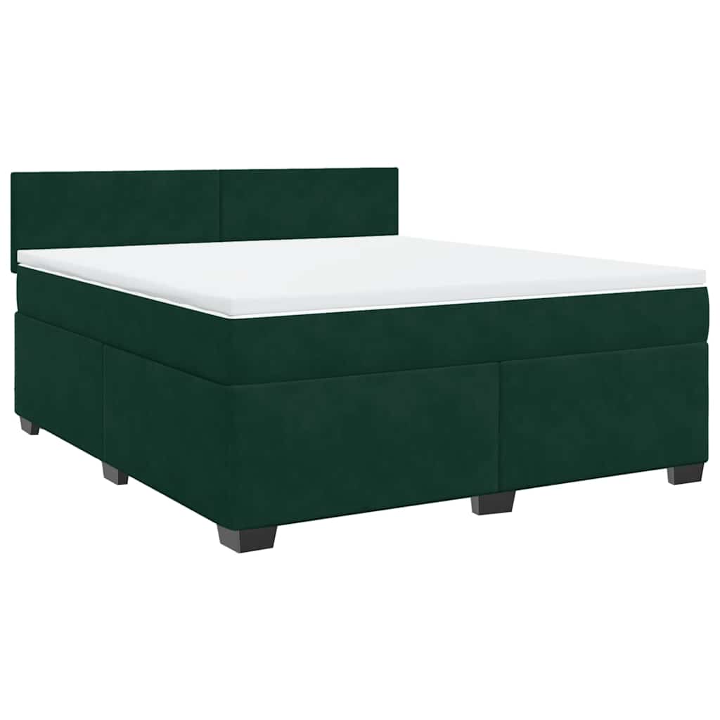 Boxspringbett mit Matratze Dunkelgrün 180x200 cm Samt