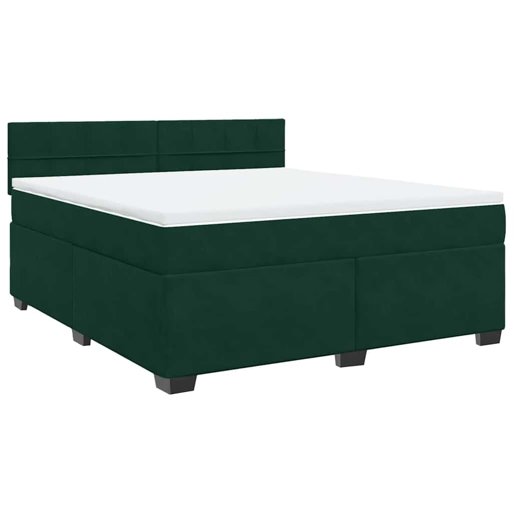 Boxspringbett mit Matratze Dunkelgrün 180x200 cm Samt