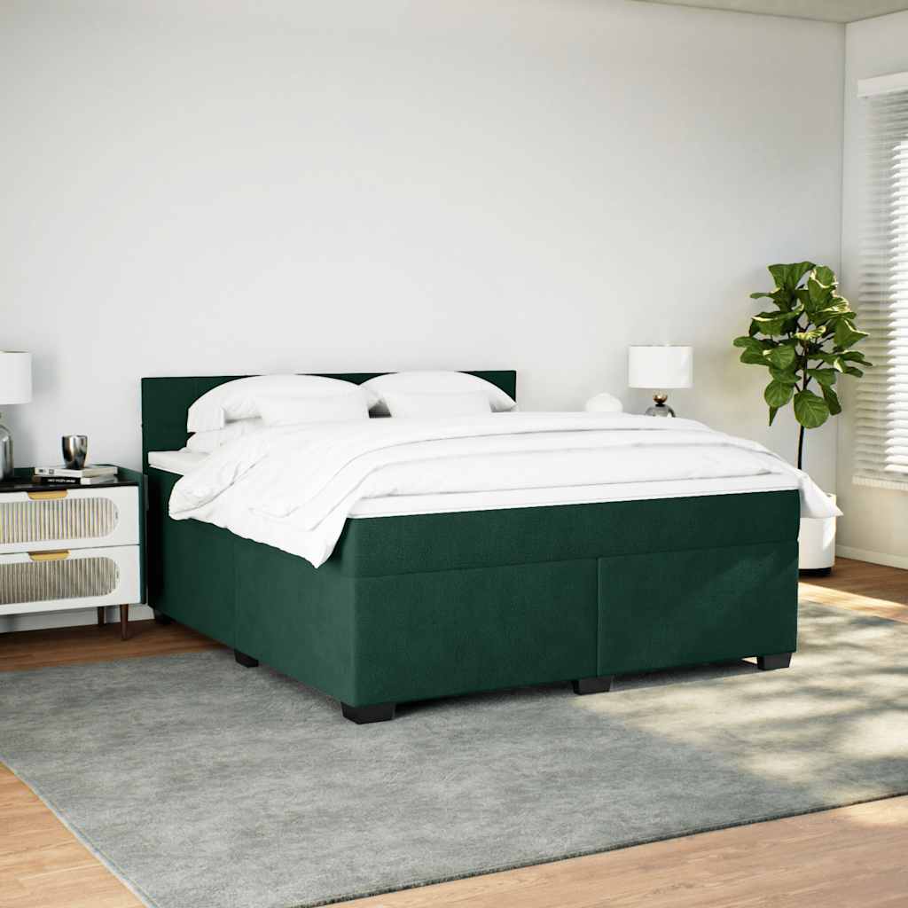 Boxspringbett mit Matratze Dunkelgrün 180x200 cm Samt