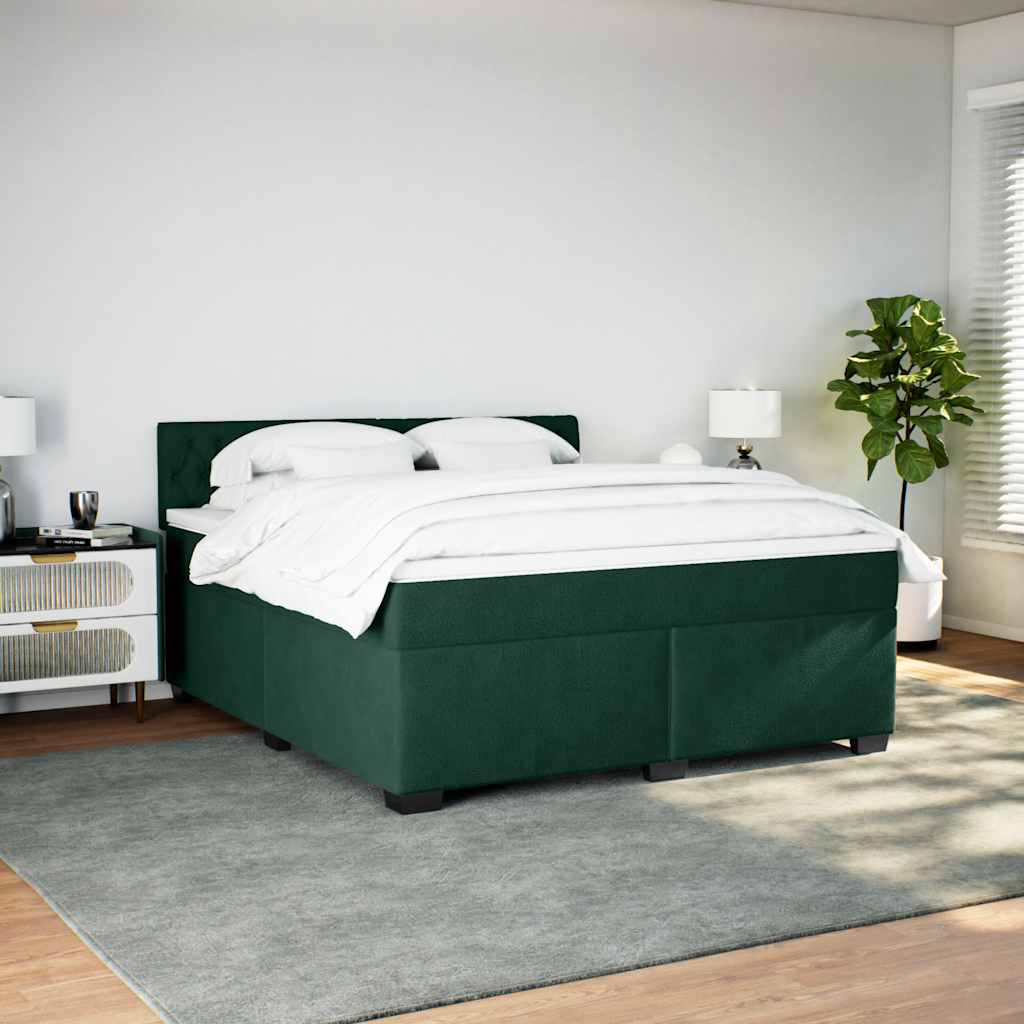 Boxspringbett mit Matratze Dunkelgrün 180x200 cm Samt