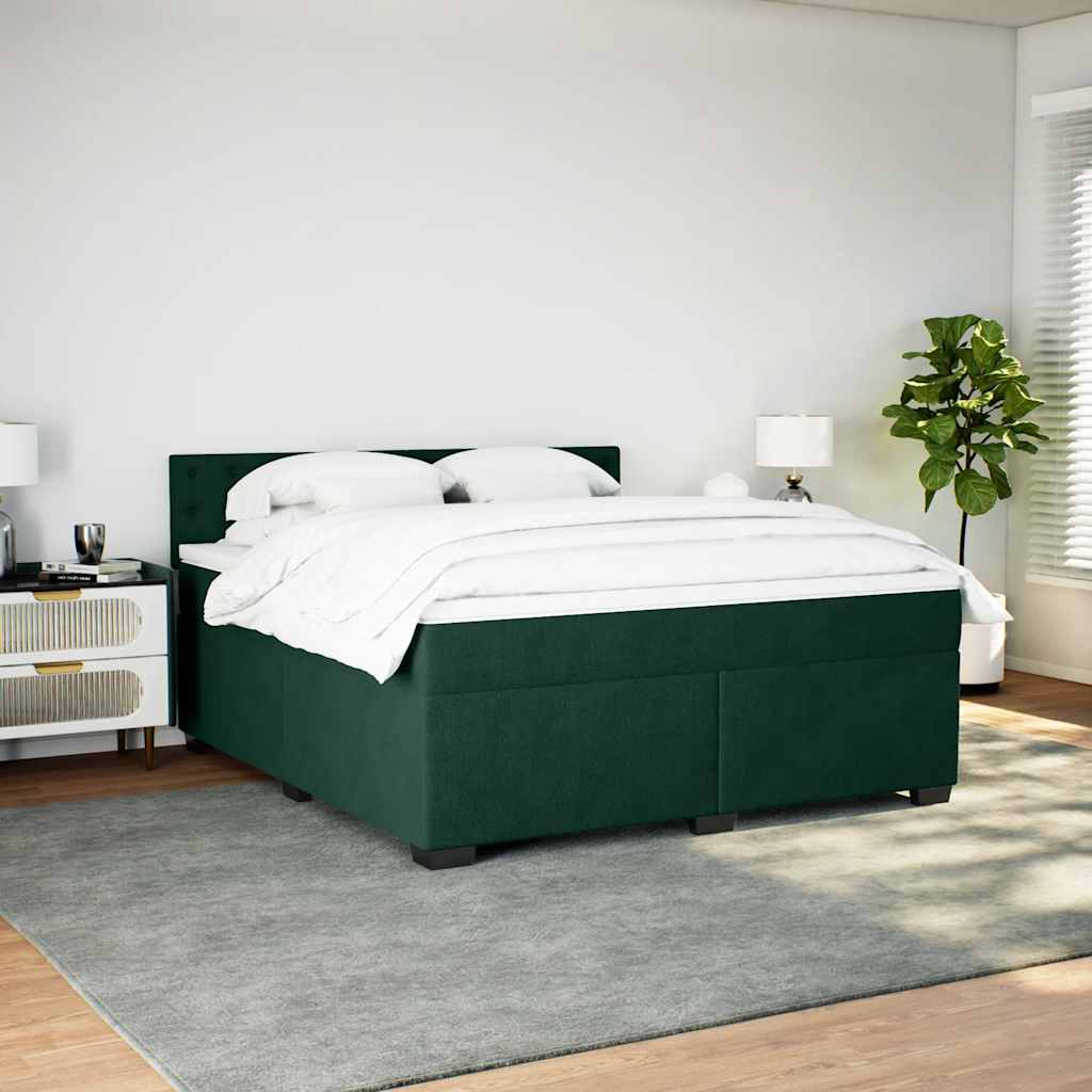 Boxspringbett mit Matratze Dunkelgrün 180x200 cm Samt