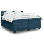Boxspringbett mit Matratze Dunkelblau 200x200 cm Samt