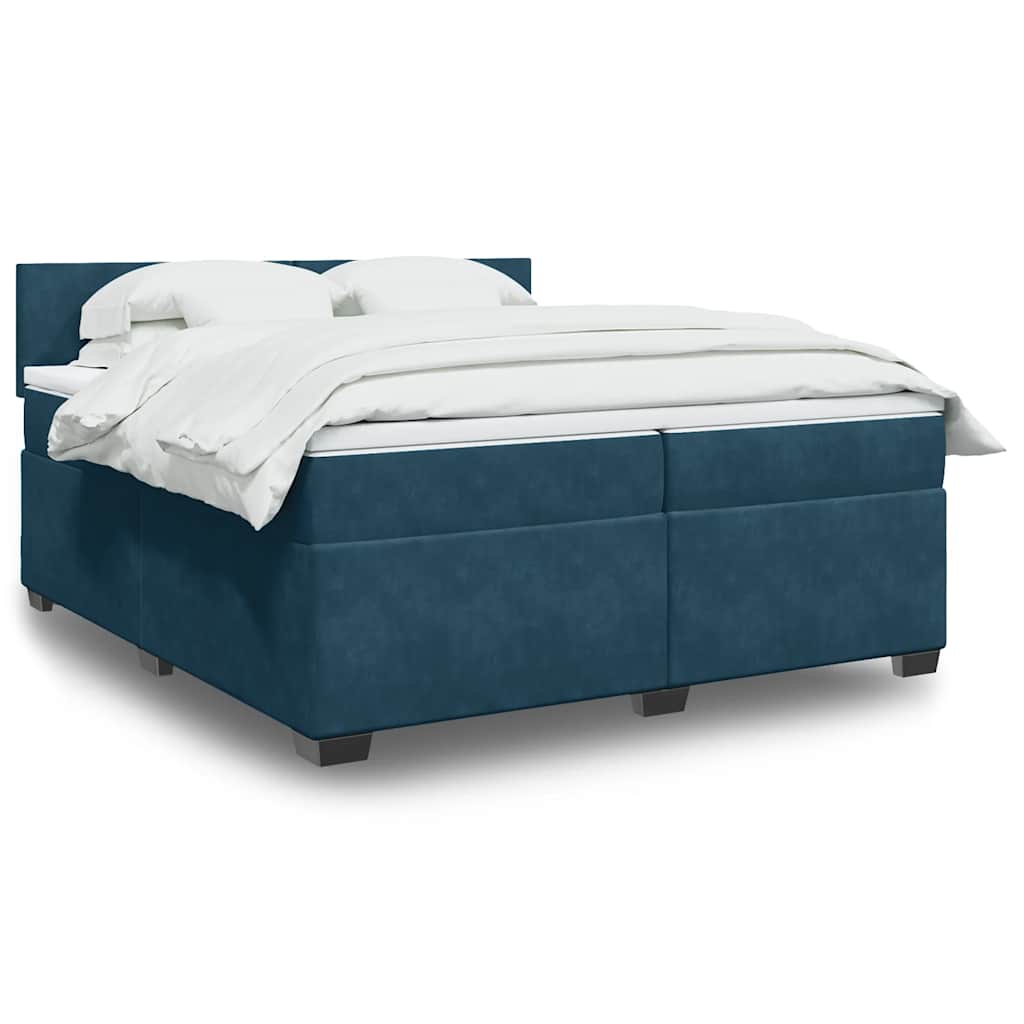 Boxspringbett mit Matratze Dunkelblau 200x200 cm Samt
