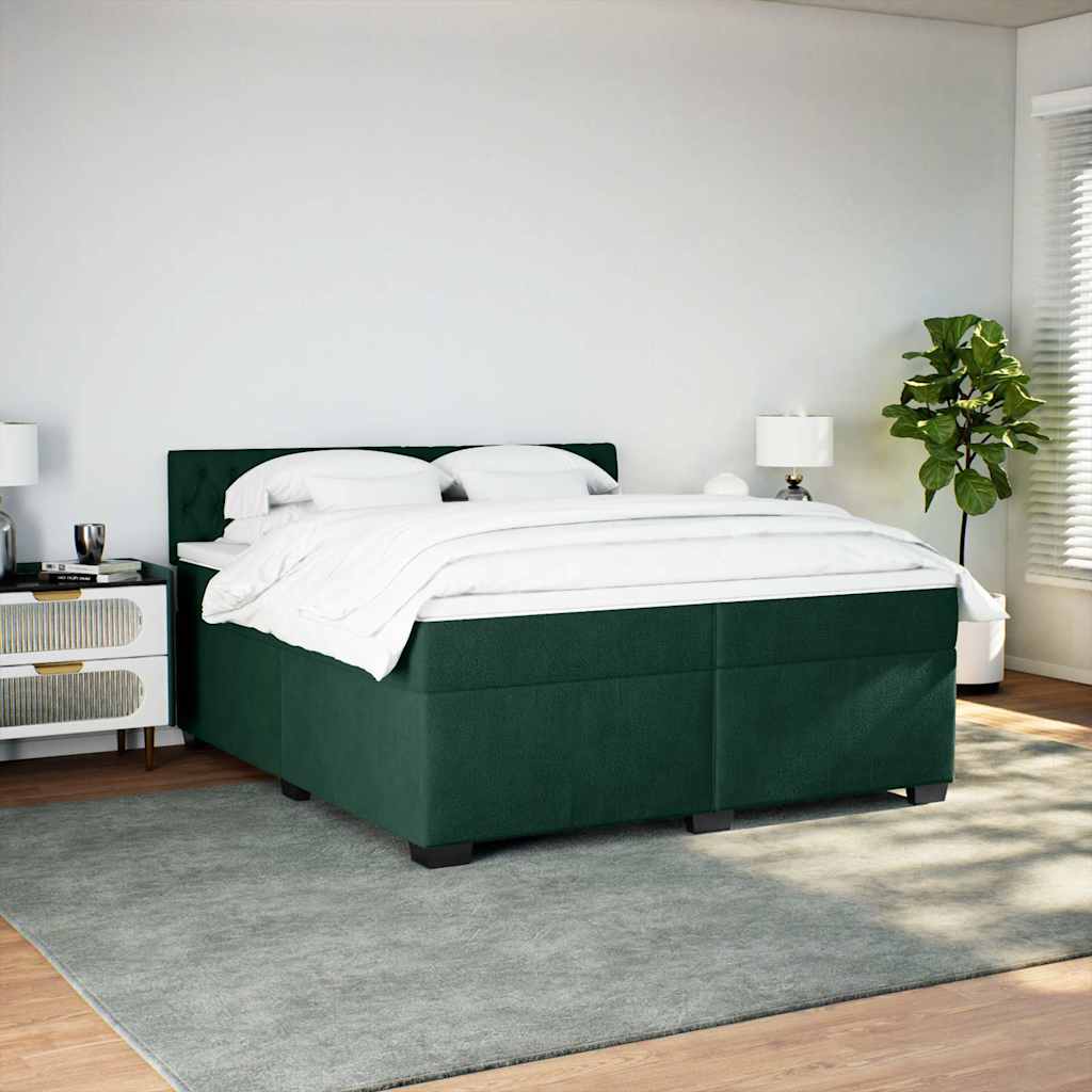 Boxspringbett mit Matratze Dunkelgrün 200x200 cm Samt