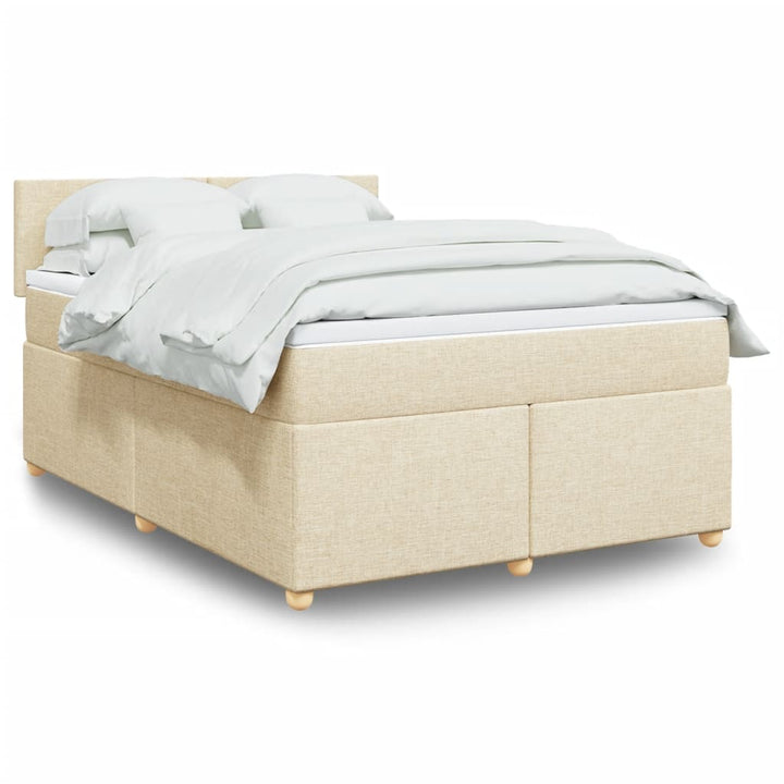 Boxspringbett mit Matratze Creme 140x190 cm Stoff